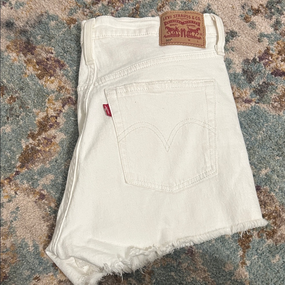 Levi's Cream Denim Cutoff Shorts
